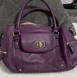 Purple Leather Satchel Handbag - Women Bags